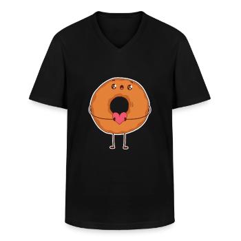 Bagel Liebespaar - Männer-T-Shirt mit V-Ausschnitt - Schwarz - Vorne - AI Model Male 178 dark (178cm)