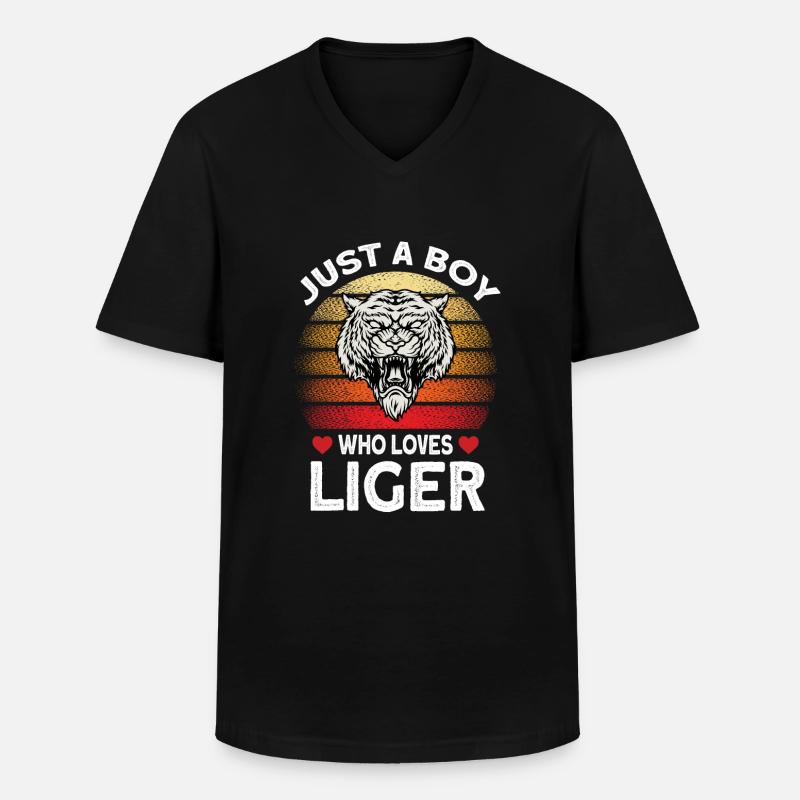 Liger Lustiges Geschenk - Männer-T-Shirt mit V-Ausschnitt - Schwarz