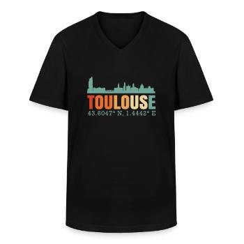 Toulouse France Skyline - T-shirt col V Homme - noir - Devant - AI Model Male 178 dark (178cm)