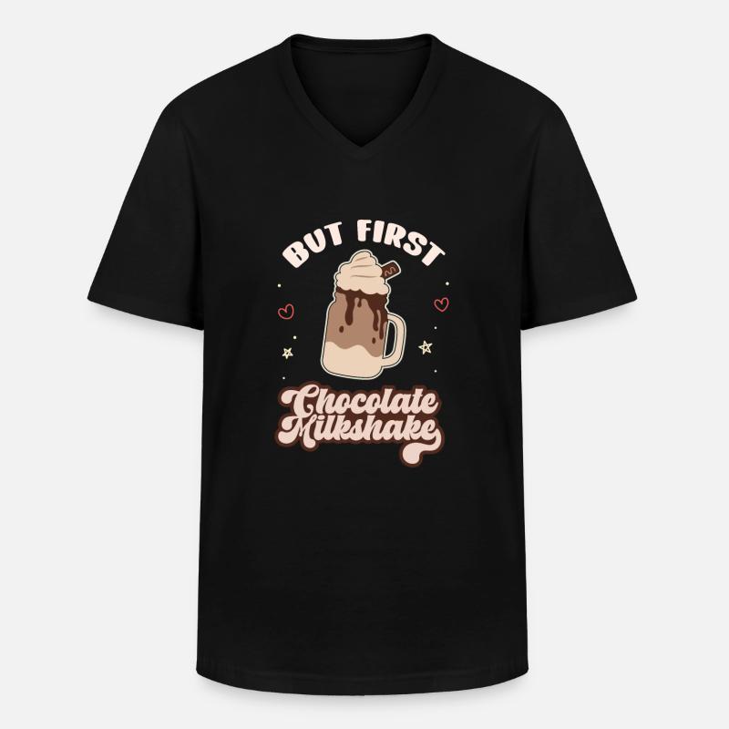 Milchshake Milchdrink Milch Geschenk - Männer-T-Shirt mit V-Ausschnitt - Schwarz
