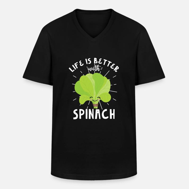 Spinat - Männer-T-Shirt mit V-Ausschnitt - Schwarz