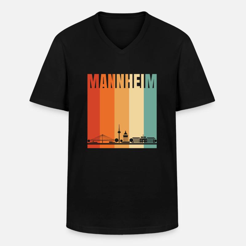Mannheim Skyline - Männer-T-Shirt mit V-Ausschnitt - Schwarz