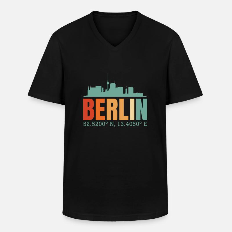 Berlin - Männer-T-Shirt mit V-Ausschnitt - Schwarz