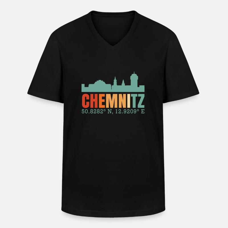 Chemnitz - Männer-T-Shirt mit V-Ausschnitt - Schwarz