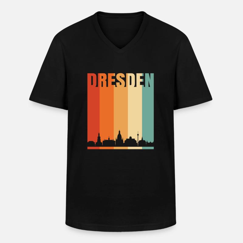 Dresden - Männer-T-Shirt mit V-Ausschnitt - Schwarz