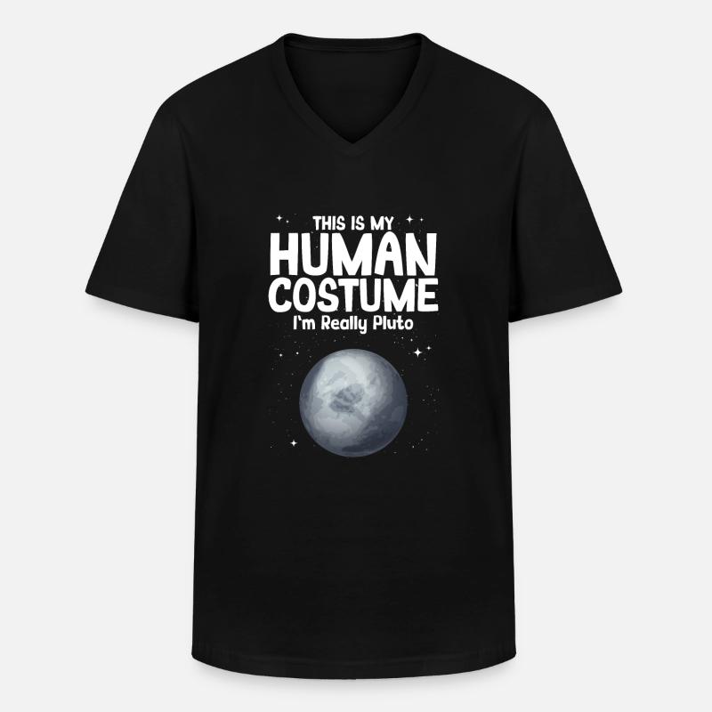 Pluto - Männer-T-Shirt mit V-Ausschnitt - Schwarz