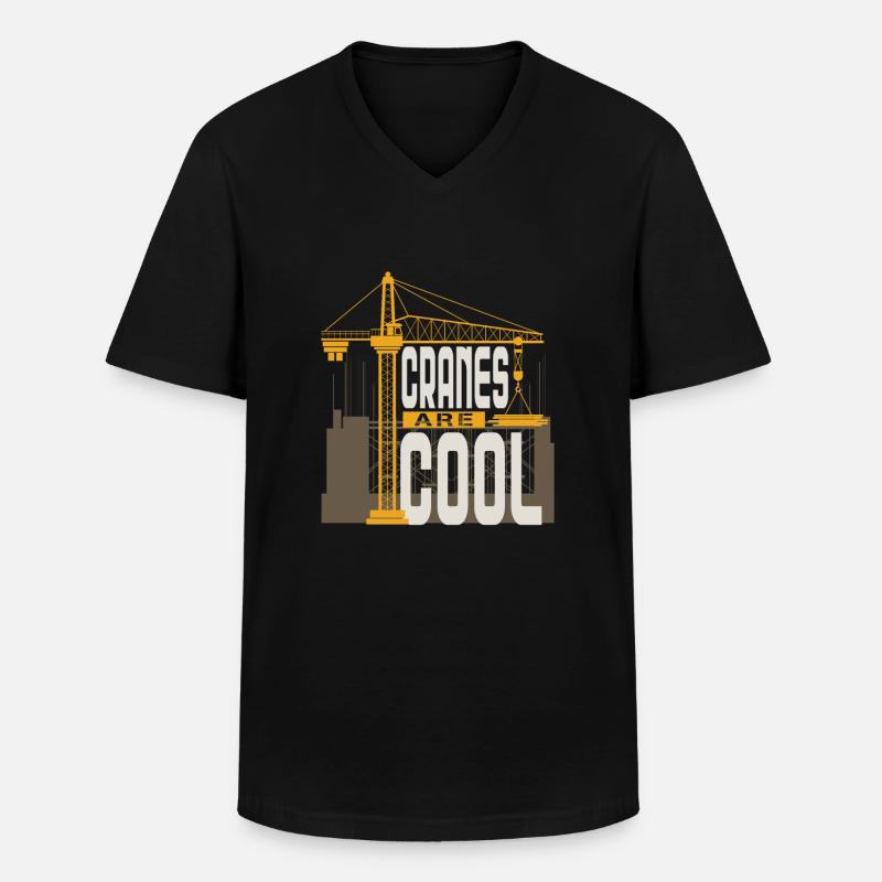 Kranführer Kran Geschenk - Männer-T-Shirt mit V-Ausschnitt - Schwarz