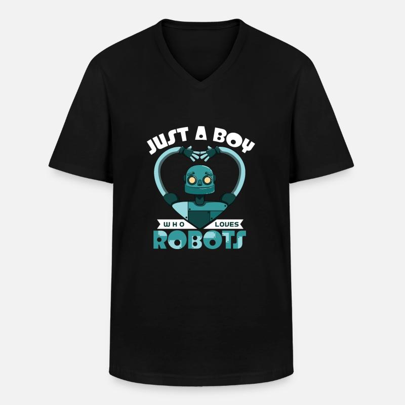 Roboter - Männer-T-Shirt mit V-Ausschnitt - Schwarz