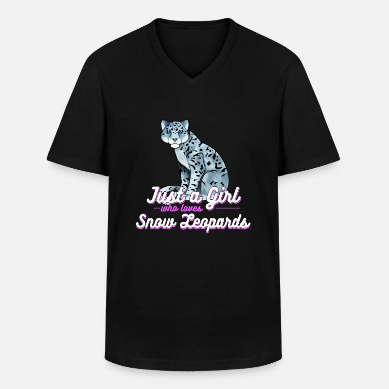 Schneeleopard - Männer-T-Shirt mit V-Ausschnitt - Schwarz