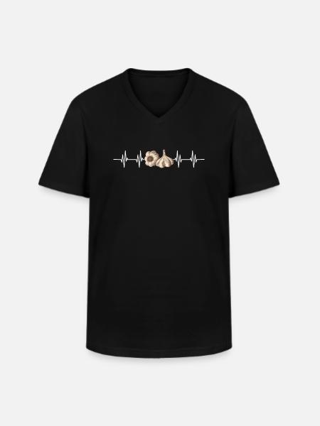 Knoblauch Knoblauchbrot Essen Geschenk - Männer-T-Shirt mit V-Ausschnitt - Schwarz