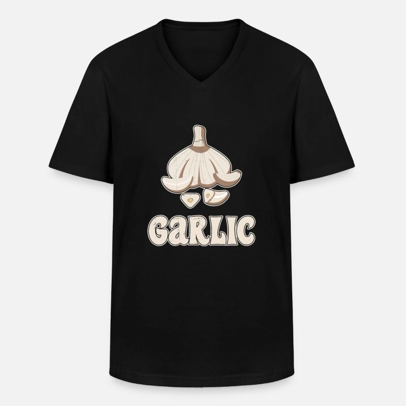 Knoblauch Knoblauchbrot Essen Geschenk - Männer-T-Shirt mit V-Ausschnitt - Schwarz