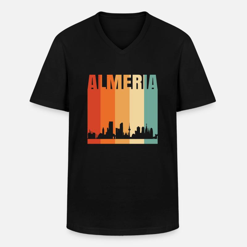 Almería - Männer-T-Shirt mit V-Ausschnitt - Schwarz