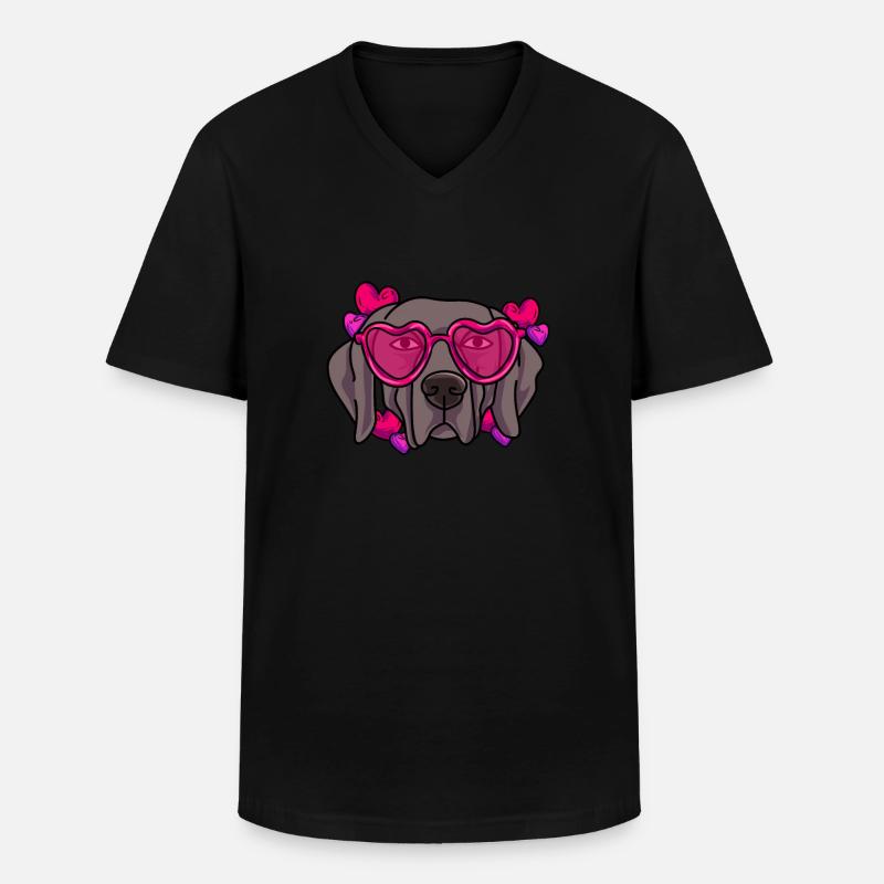 Weimaraner - Männer-T-Shirt mit V-Ausschnitt - Schwarz