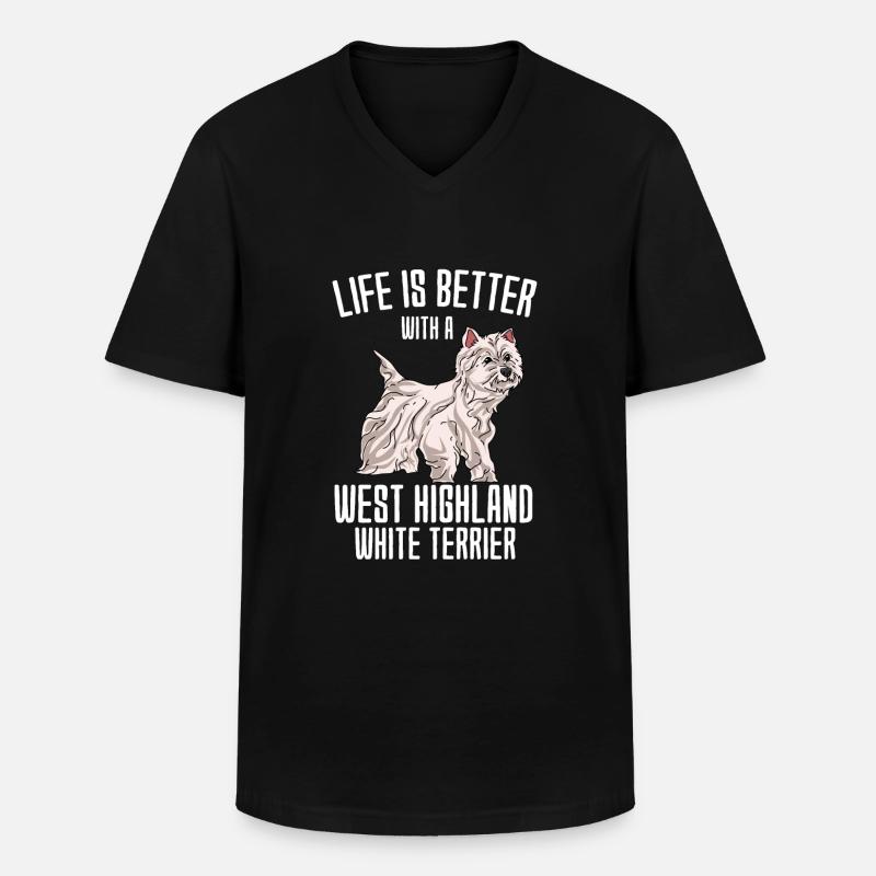 West Highland Terrier - Männer-T-Shirt mit V-Ausschnitt - Schwarz