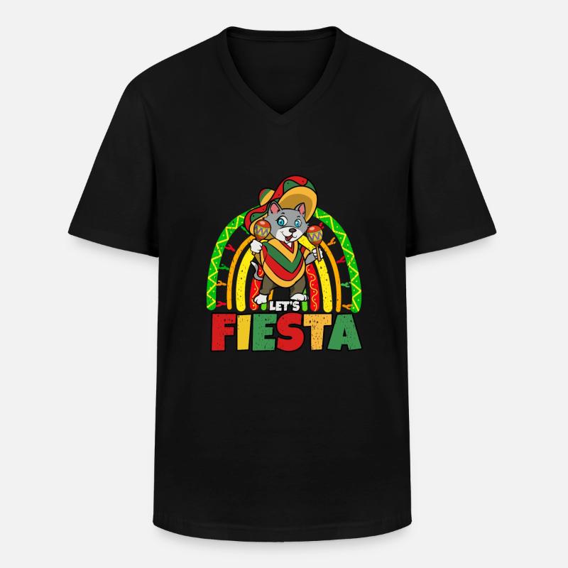 Cinco De Mayo Katze - Männer-T-Shirt mit V-Ausschnitt - Schwarz
