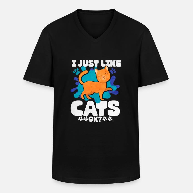 Katze - Männer-T-Shirt mit V-Ausschnitt - Schwarz