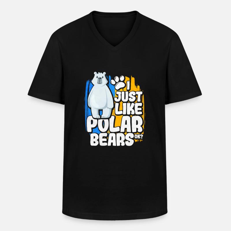Eisbär - Männer-T-Shirt mit V-Ausschnitt - Schwarz