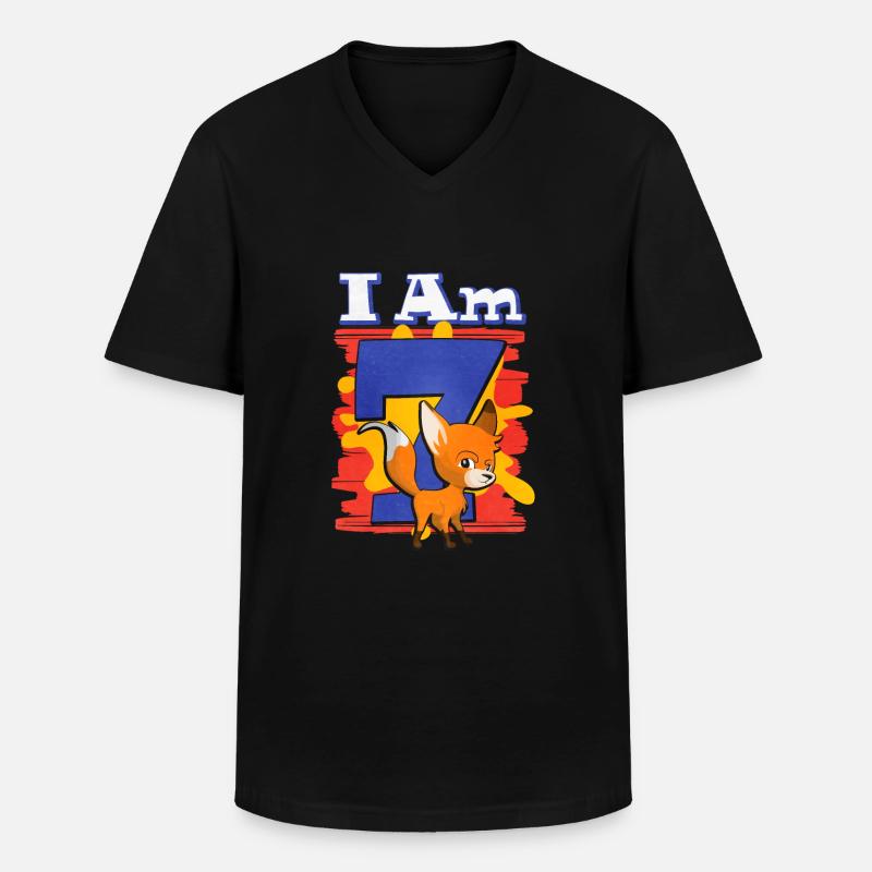 Ich Bin 7 Fuchs - Männer-T-Shirt mit V-Ausschnitt - Schwarz