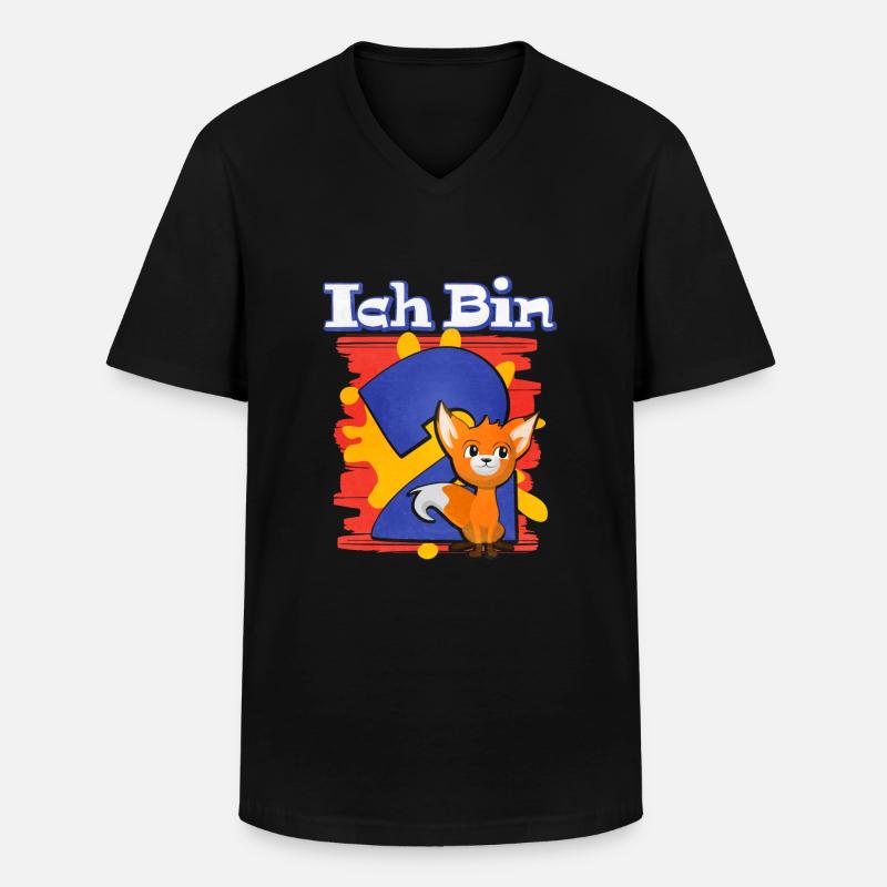 Ich Bin 2 Fuchs - Männer-T-Shirt mit V-Ausschnitt - Schwarz