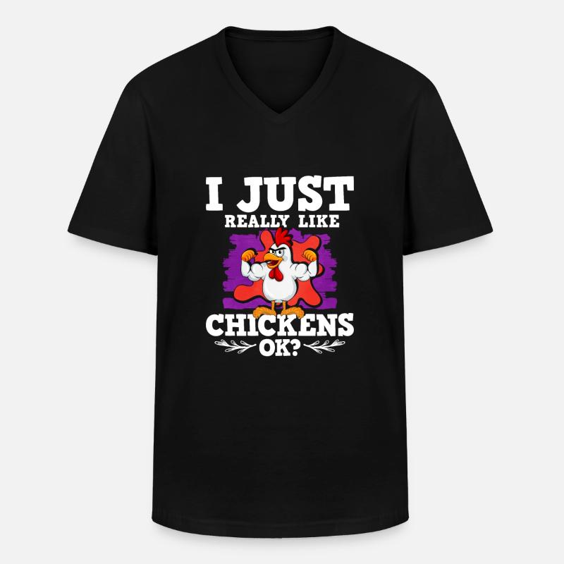 Hühner - Männer-T-Shirt mit V-Ausschnitt - Schwarz