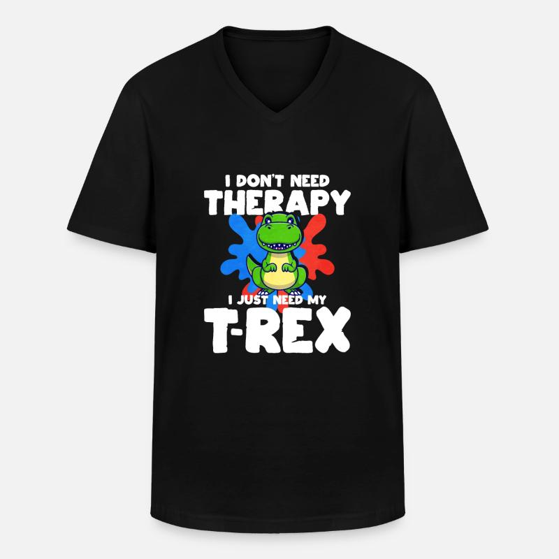 T-Rex - Männer-T-Shirt mit V-Ausschnitt - Schwarz