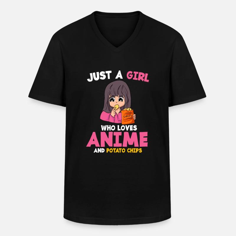 Chips Essen Snacks Süßigkeiten Geschenk - Männer-T-Shirt mit V-Ausschnitt - Schwarz