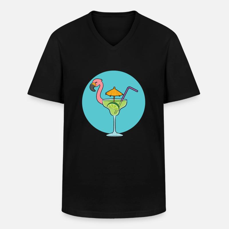 Flamingo Cocktail - Männer-T-Shirt mit V-Ausschnitt - Schwarz