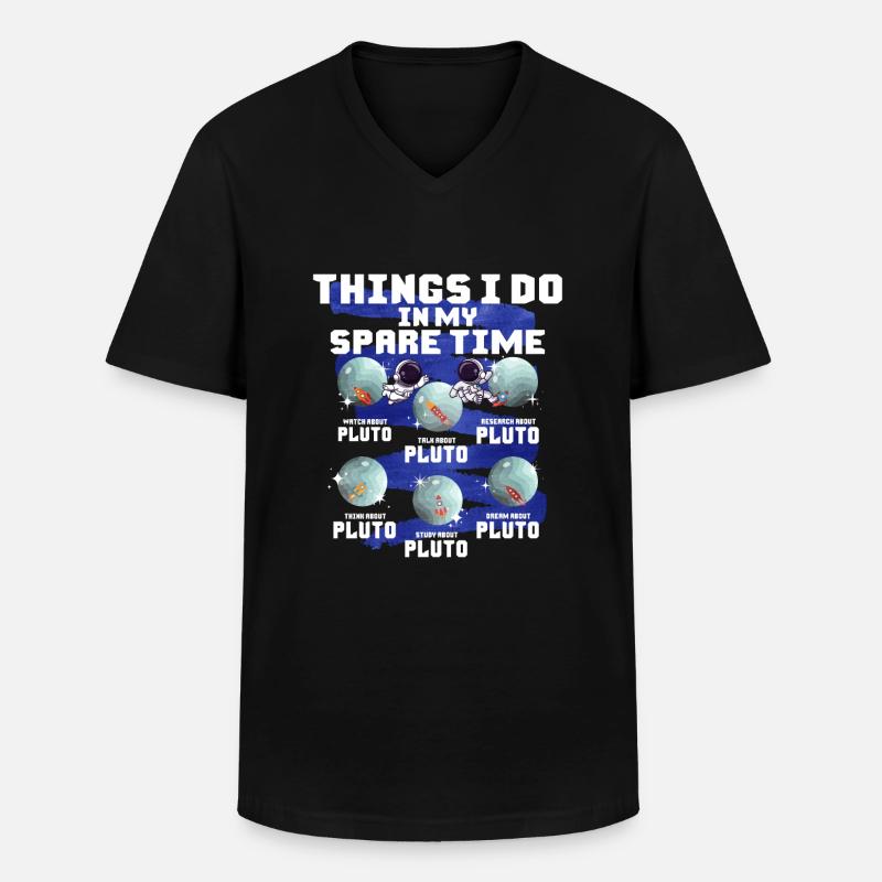 Pluto - Männer-T-Shirt mit V-Ausschnitt - Schwarz