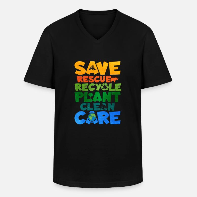 Recycling - Männer-T-Shirt mit V-Ausschnitt - Schwarz