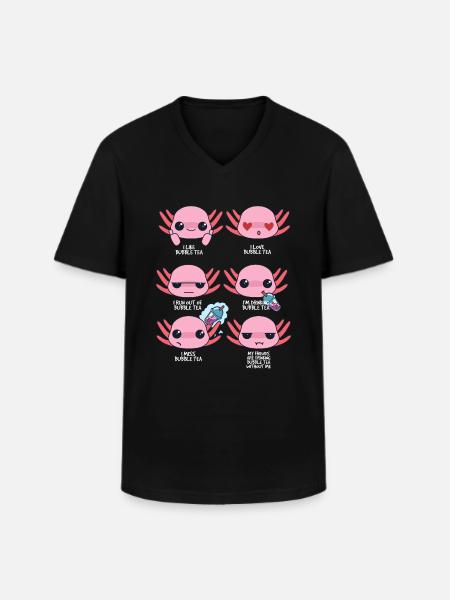 Axolotl and Bubble Tea - Men's V-Neck T-Shirt - black