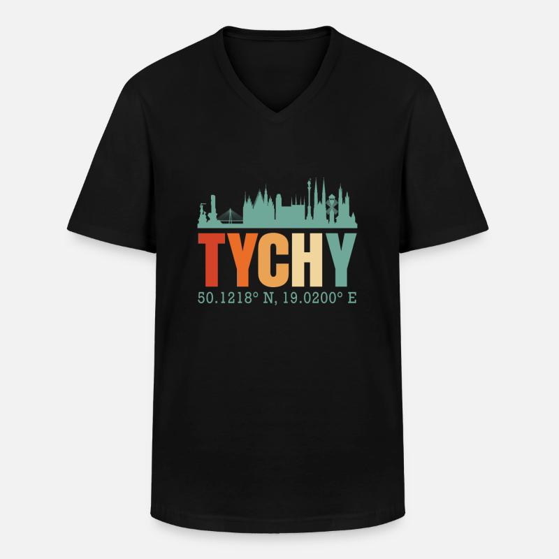 Polen Tychy Skyline - Männer-T-Shirt mit V-Ausschnitt - Schwarz