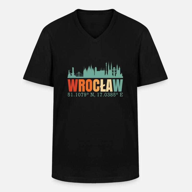 Polen Wroclaw Skyline - Männer-T-Shirt mit V-Ausschnitt - Schwarz