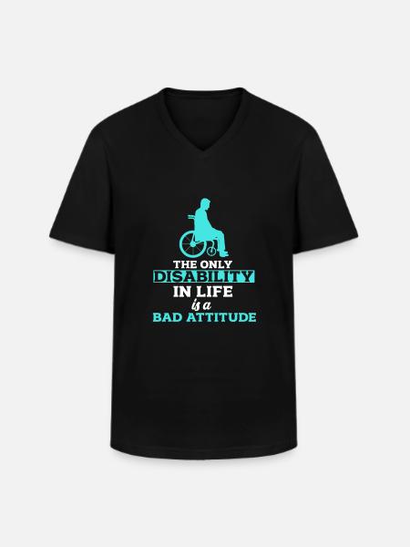 Rollstuhl - Männer-T-Shirt mit V-Ausschnitt - Schwarz