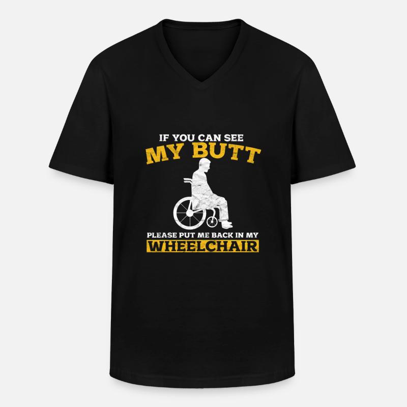 Rollstuhl - Männer-T-Shirt mit V-Ausschnitt - Schwarz