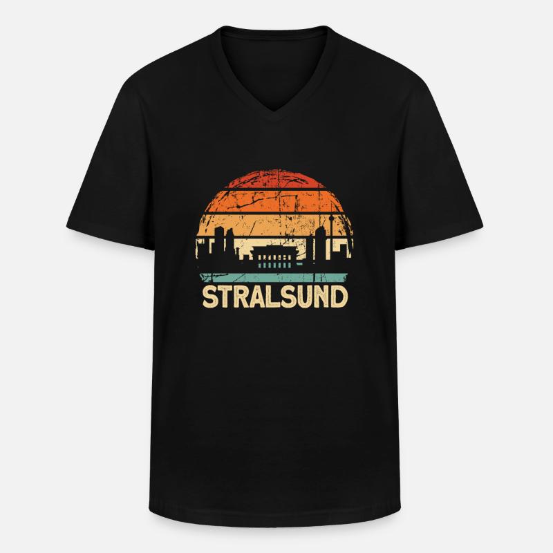 Stralsund - Männer-T-Shirt mit V-Ausschnitt - Schwarz