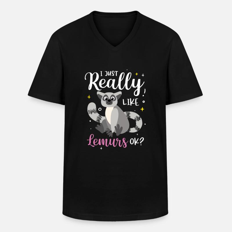 Lemur - Männer-T-Shirt mit V-Ausschnitt - Schwarz