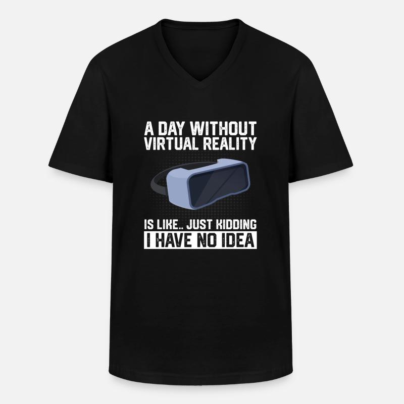 Virtual Reality VR Geschenk - Männer-T-Shirt mit V-Ausschnitt - Schwarz