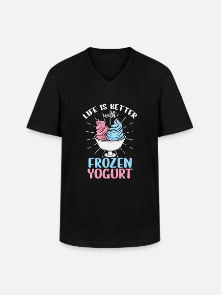 Life is better with frozen yogurt - Men's V-Neck T-Shirt - black