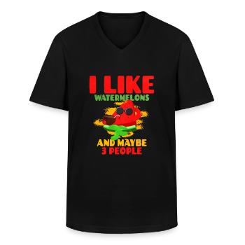 Watermelon - Men's V-Neck T-Shirt - black - Front - AI Model Male 178 dark (178cm)