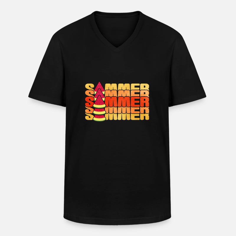Wassermelone - Männer-T-Shirt mit V-Ausschnitt - Schwarz