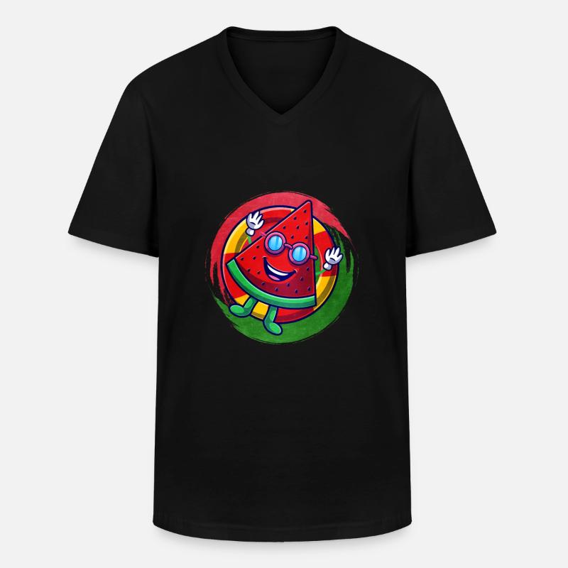 Wassermelone - Männer-T-Shirt mit V-Ausschnitt - Schwarz