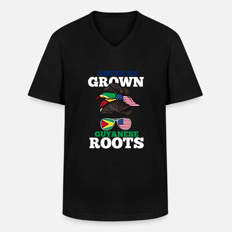 Guyana - Männer-T-Shirt mit V-Ausschnitt - Schwarz