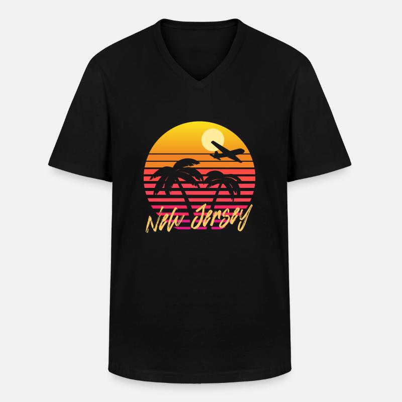 New Jersey - Männer-T-Shirt mit V-Ausschnitt - Schwarz