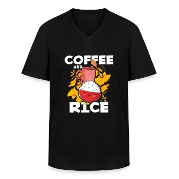 Rice - Men's V-Neck T-Shirt - black - Front - AI Model Male 178 dark (178cm)