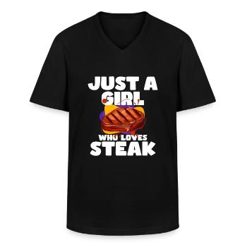 Steak - Männer-T-Shirt mit V-Ausschnitt - Schwarz - Vorne - AI Model Male 178 dark (178cm)