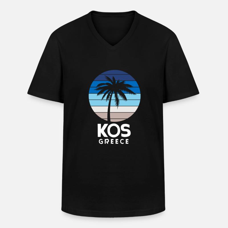 Kos - Männer-T-Shirt mit V-Ausschnitt - Schwarz