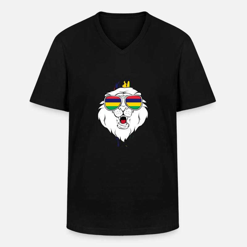 Mauritius - Männer-T-Shirt mit V-Ausschnitt - Schwarz