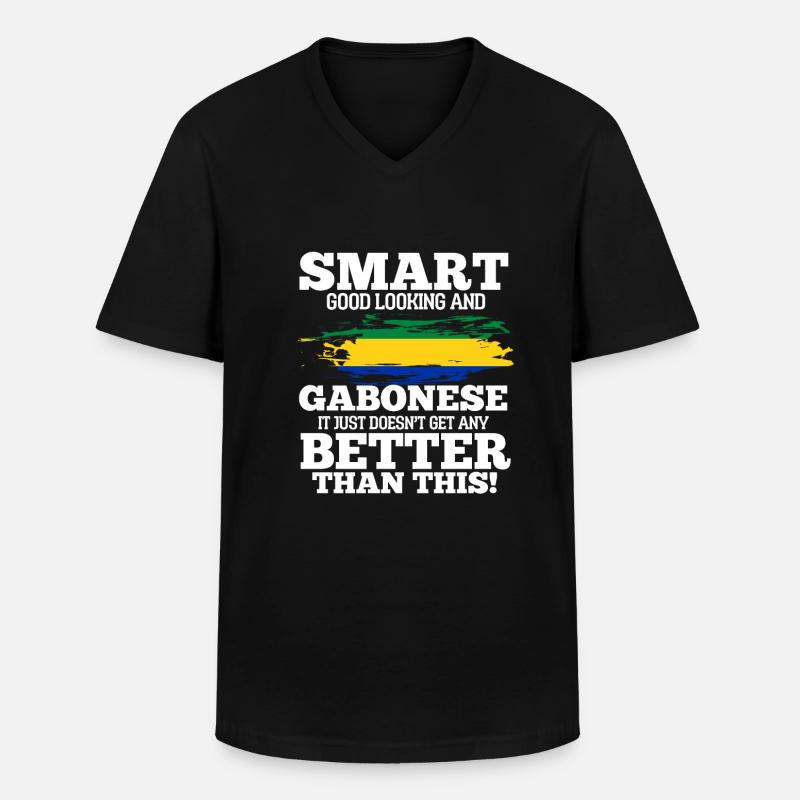 Gabon - Männer-T-Shirt mit V-Ausschnitt - Schwarz