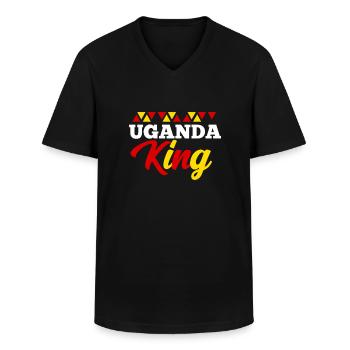 Uganda - Men's V-Neck T-Shirt - black - Front - AI Model Male 178 dark (178cm)