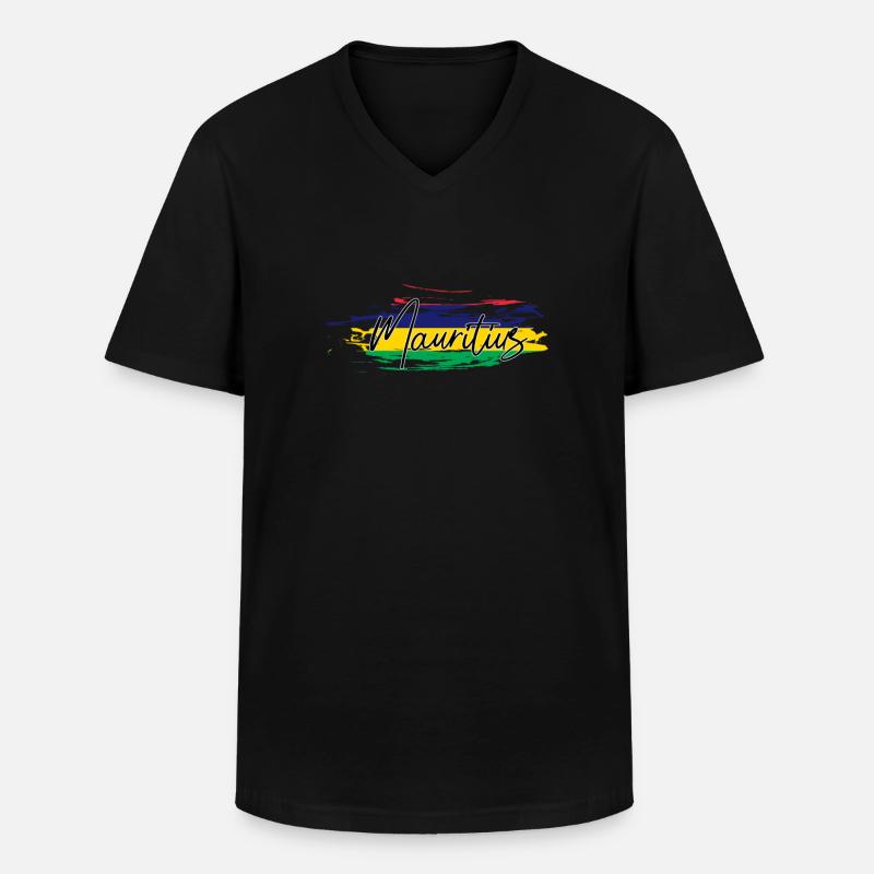 Mauritius - Männer-T-Shirt mit V-Ausschnitt - Schwarz